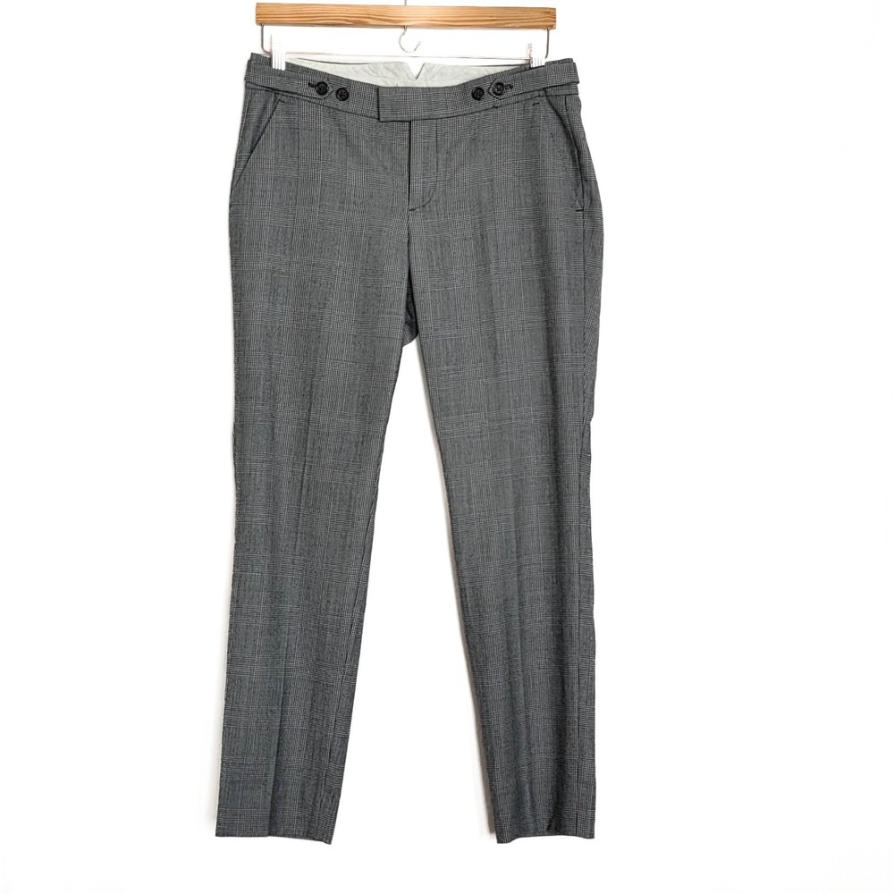 J Crew Dress Pants Womens 6P Mid Rise Gray‎ Tartan Plaid Slim Classic Office